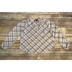 Banana Republic Womens Sheer White Black Striped Blouse Size Petites Small NWT